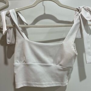 White Sleeveless Tie-Shoulder Top